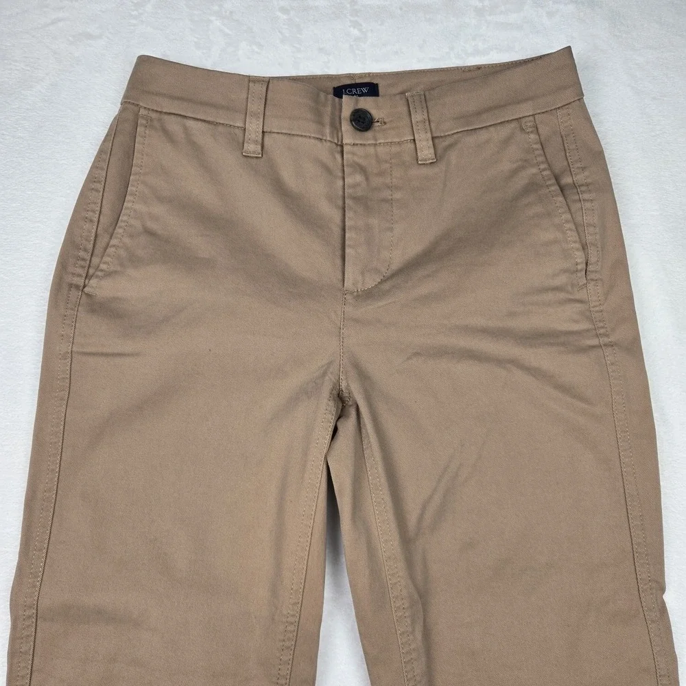 J.Crew Women's High Rise Girlfriend Chino Pants Camel Tan AD156 Size‎ 00 NWT - Picture 2 of 13